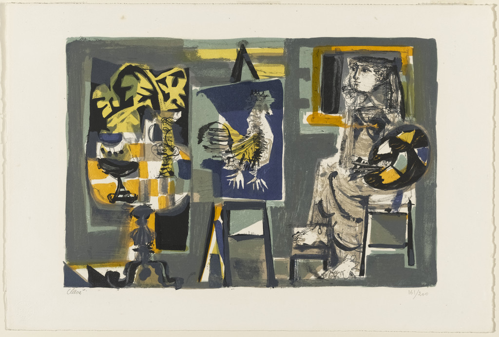 The Woman-Painter with a Rooster by Antoni Clavé