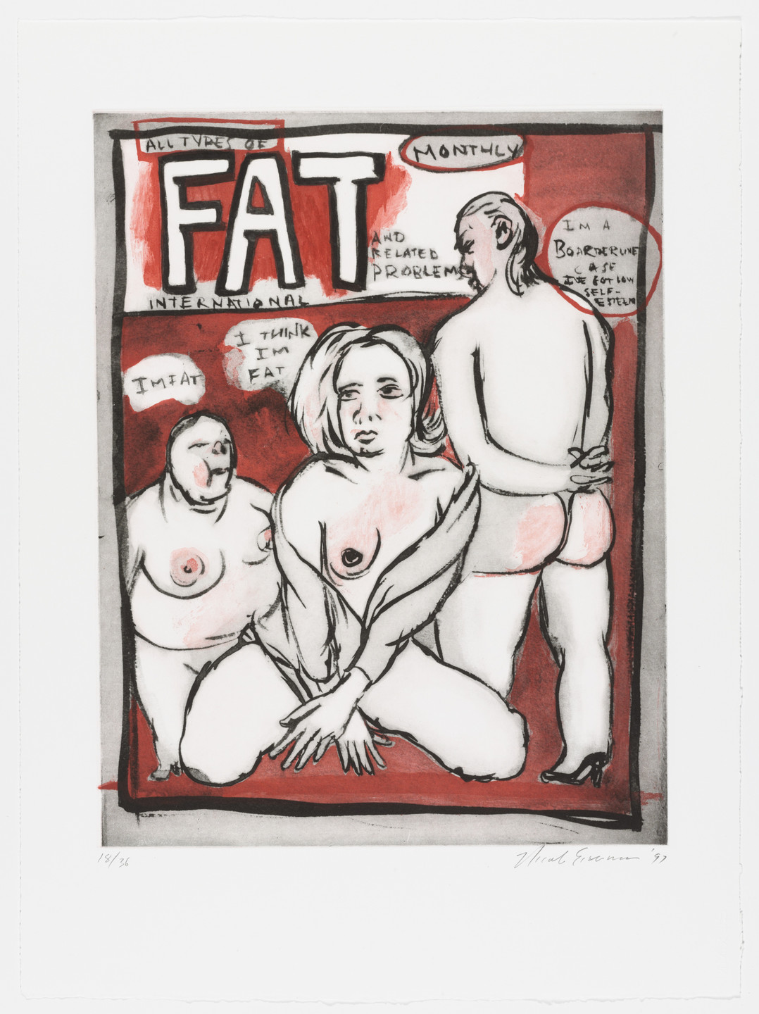 Nicole Eisenman. All Types of Fat International from 20&#34; x 15&#34;. 1997