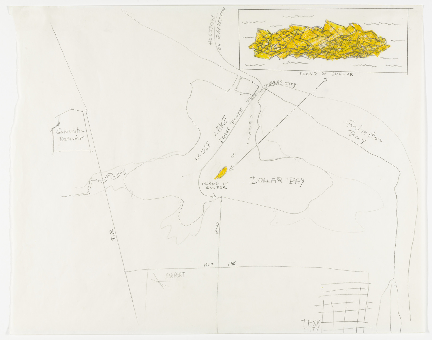 Robert Smithson. Island of Sulfur (Dollar Bay). (1970)