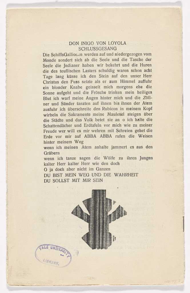 Tailpiece (back cover) from Phantastische Gebete (Fantastic Prayers), Jean (Hans) Arp, 1916