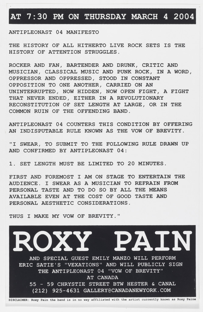 The Roxy Pain Antipleonist Manifesto