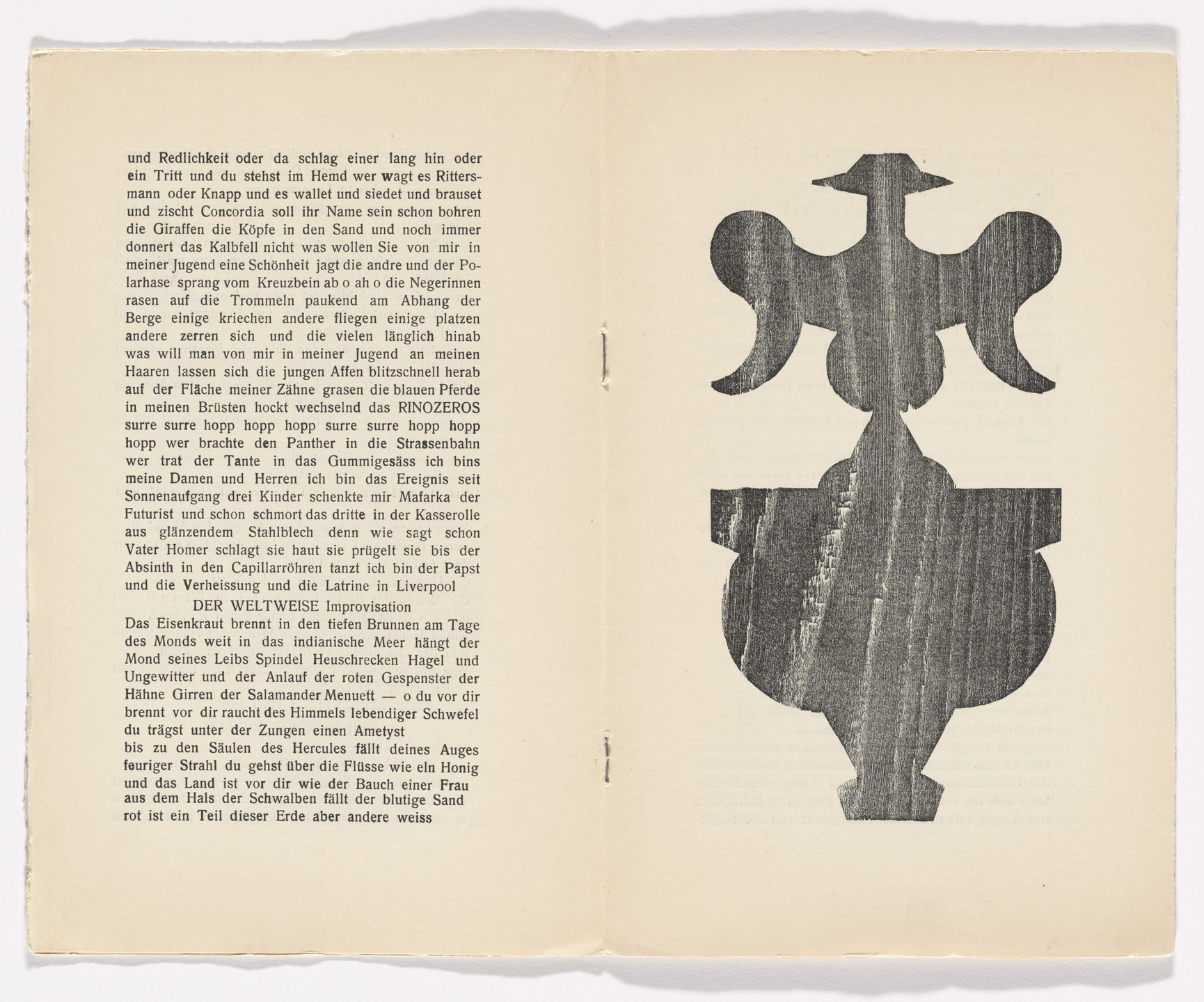 Jean (Hans) Arp. Plate (folio 5) from Phantastische Gebete (Fantastic Prayers). 1916