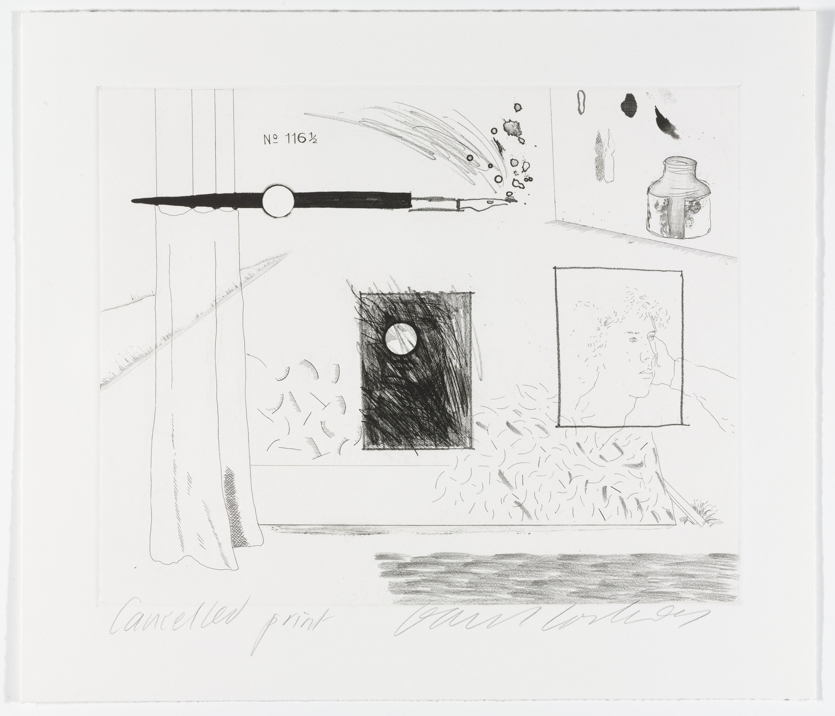 David Hockney. Cancellation proof for Etching is the Subject from The Blue Guitar. 1977