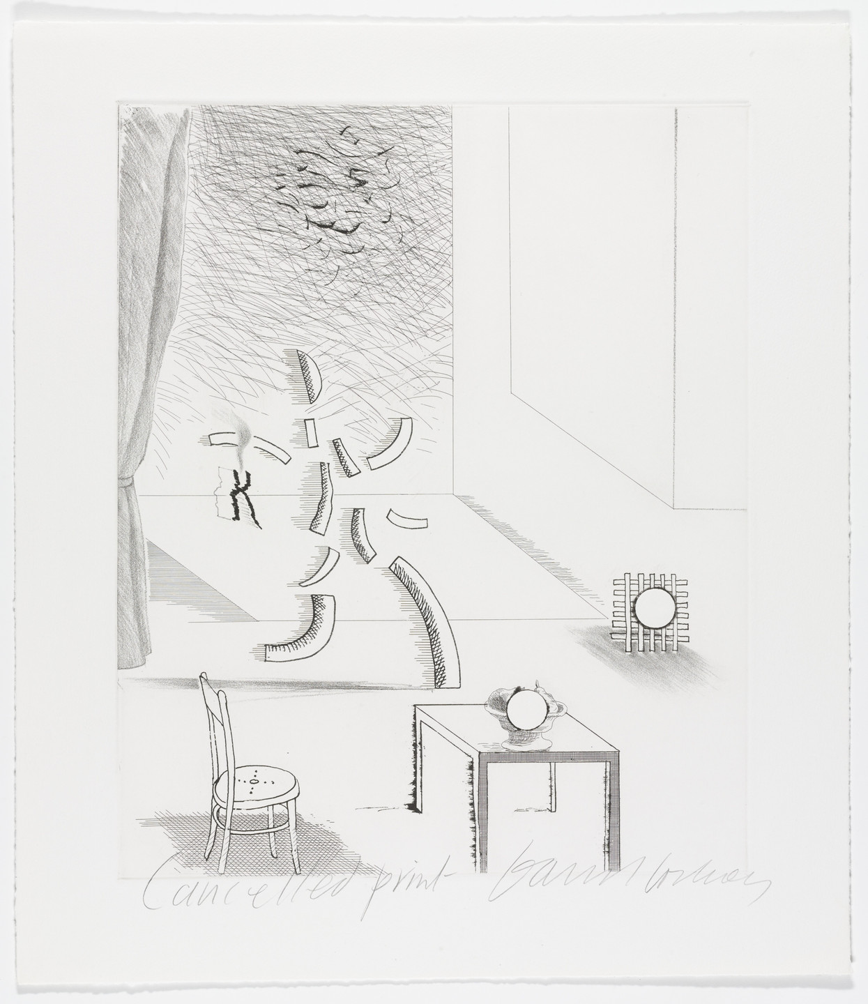 David Hockney. Cancellation proof for Tick It, Tock It, Turn It True from The Blue Guitar. 1977