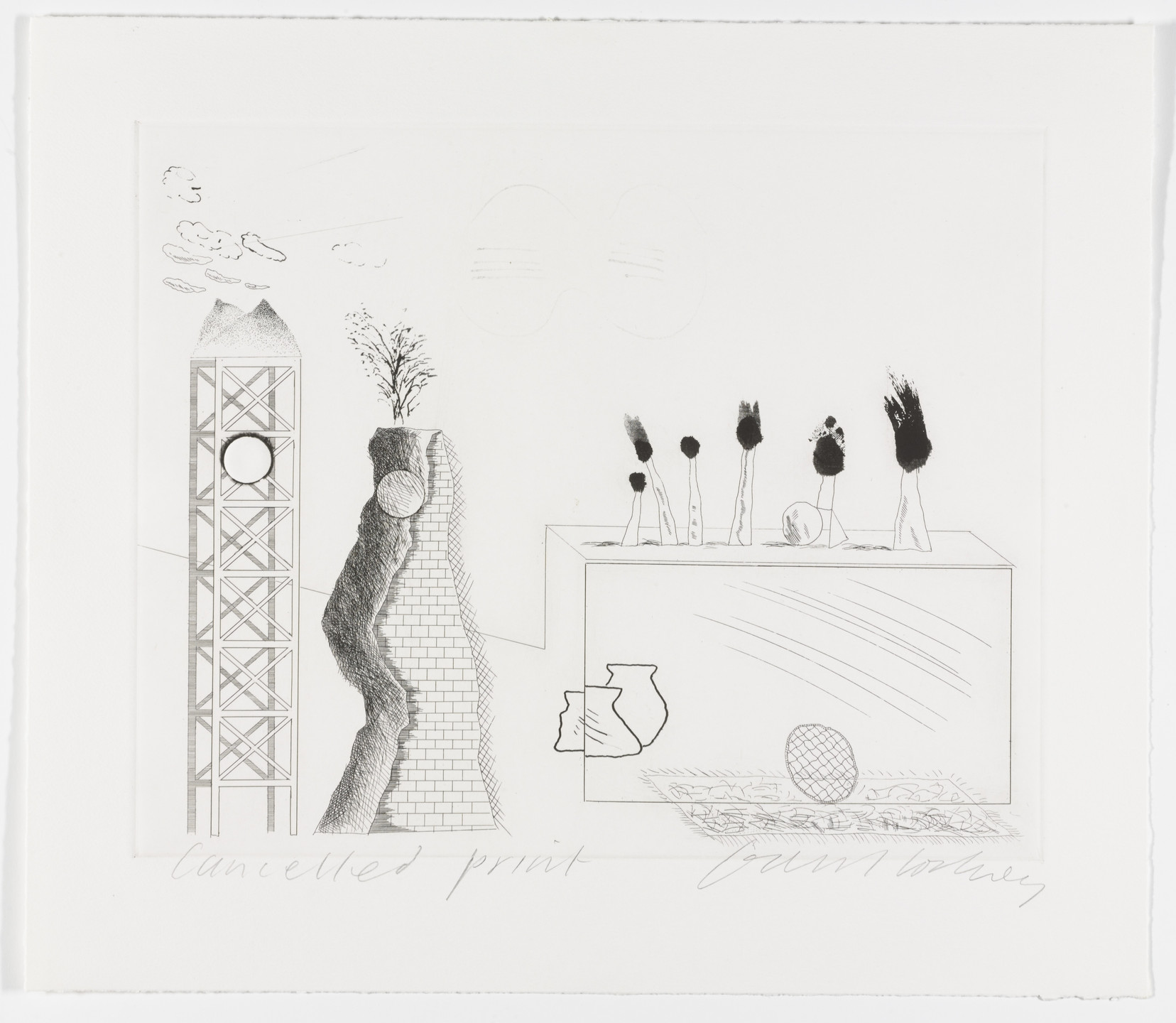 David Hockney. Cancellation proof for A Tune from The Blue Guitar. 1977