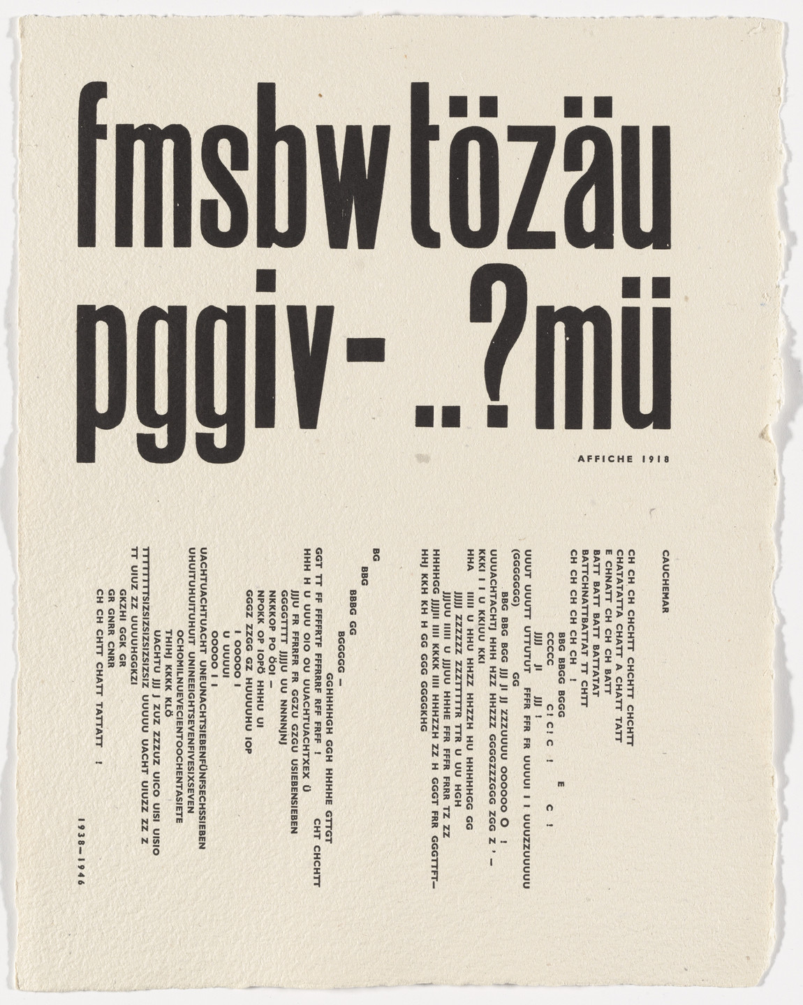 Raoul Hausmann. In-text plate (folio 13) from Poésie de mots inconnus. 1949