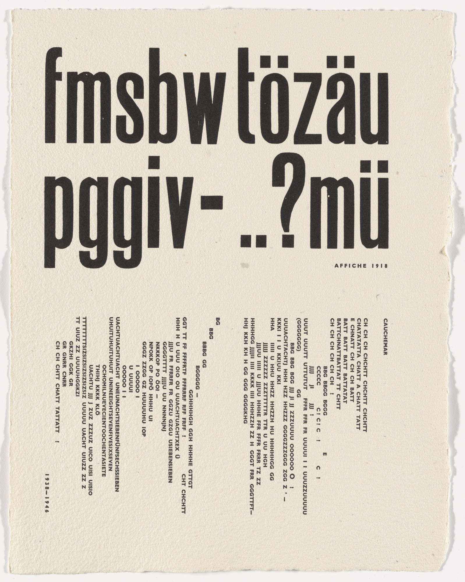 Raoul Hausmann. In-text plate (folio 13) from Poésie de mots inconnus