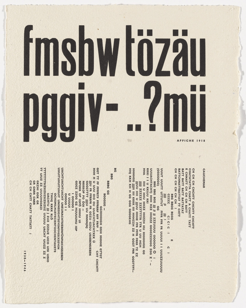 In-text plate (folio 13) from Poésie de mots inconnus by Raoul Hausmann
