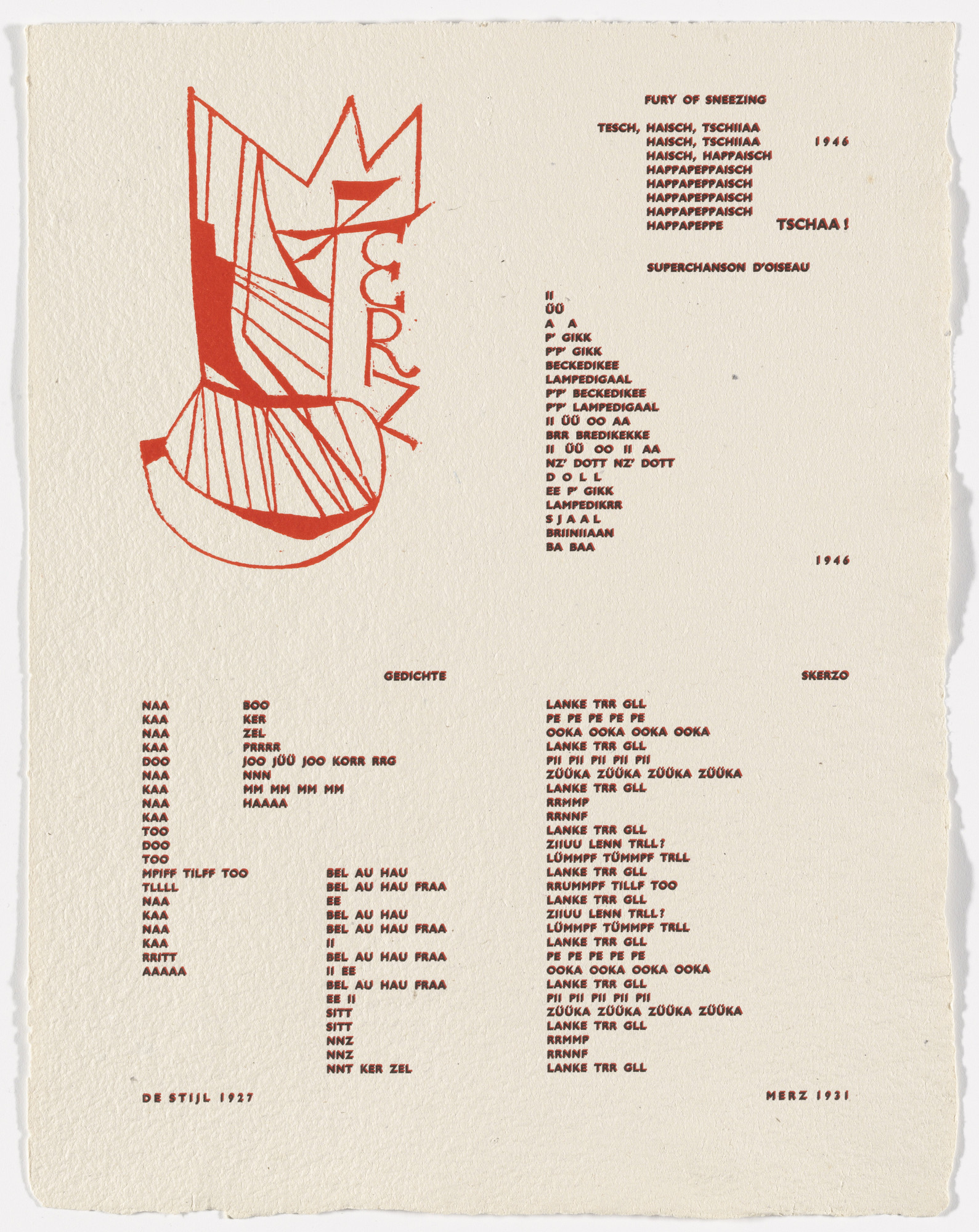Raoul Hausmann. In-text plate (folio 22) from Poésie de mots inconnus