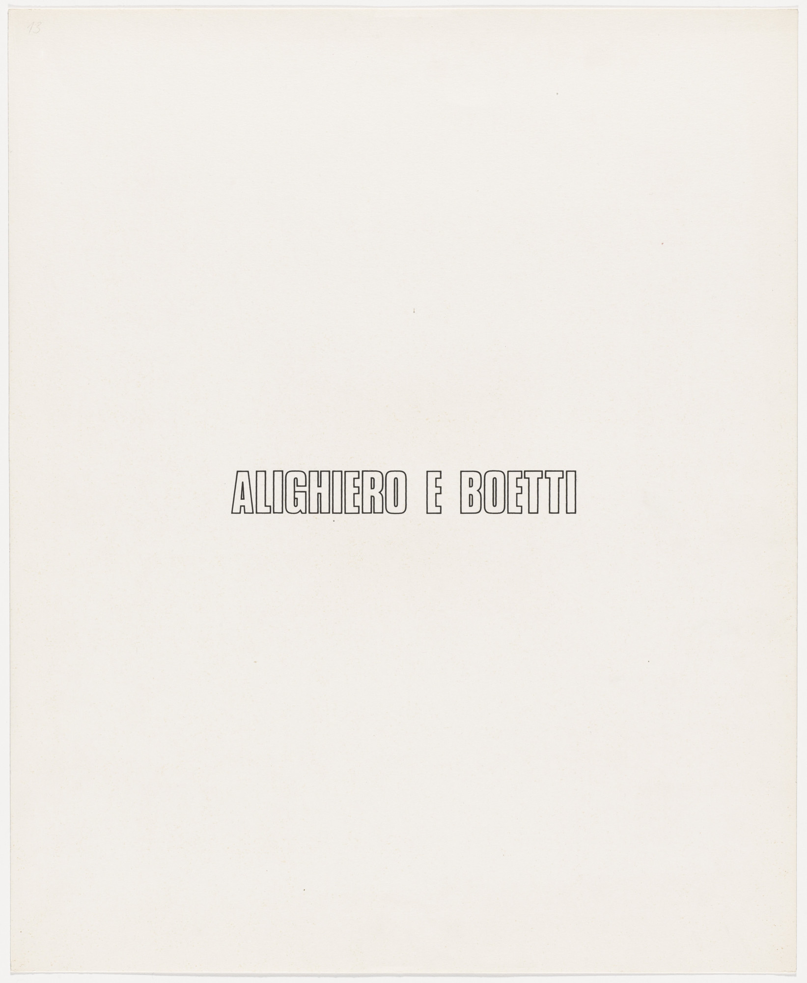 Alighiero Boetti. Title page from Insicuro Noncurante