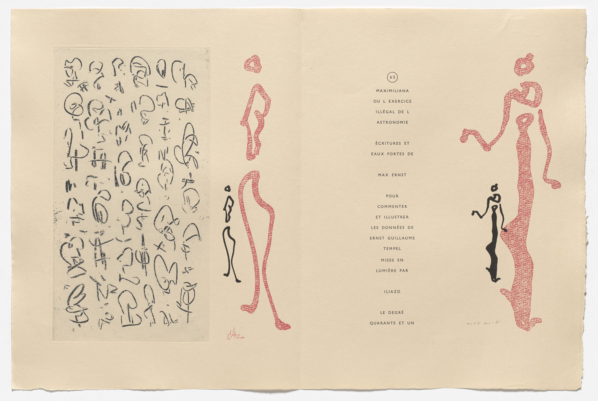Max Ernst. Frontispiece (page 2) from 65 Maximiliana ou l'exercice illégal de l'astronomie. 1964