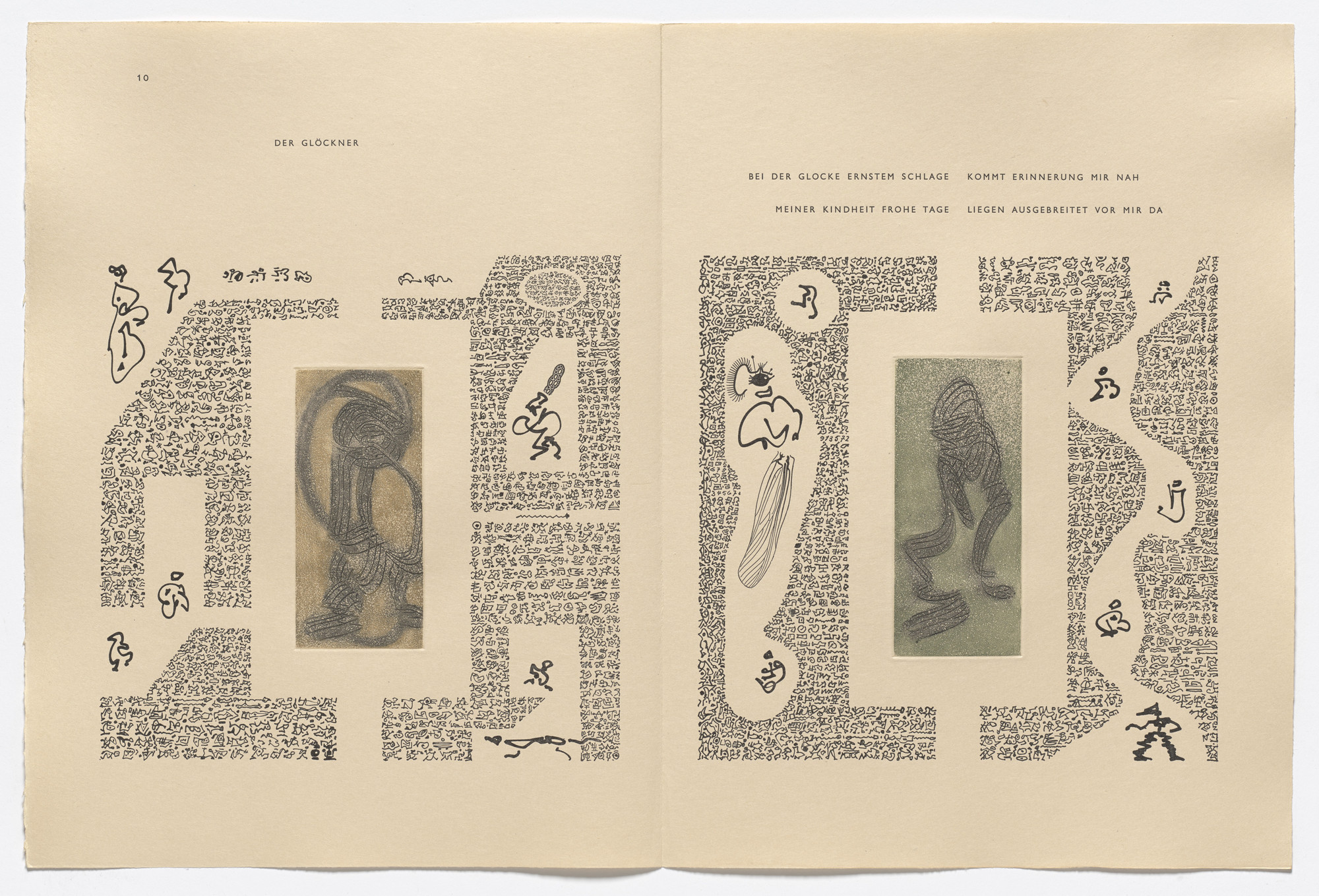 Max Ernst. In-text plates (page 10) from 65 Maximiliana ou l'exercice illégal de l'astronomie. 1964