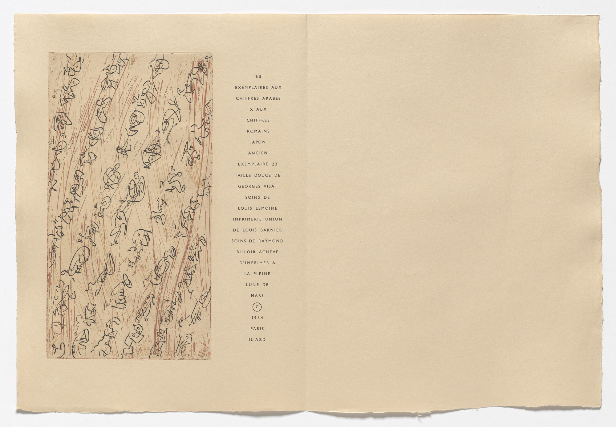 Max Ernst. Justification (page 30) from 65 Maximiliana or the Illegal Practice of Astronomy (65 Maximiliana ou l&#39;exercice illégal de l&#39;astronomie). 1964
