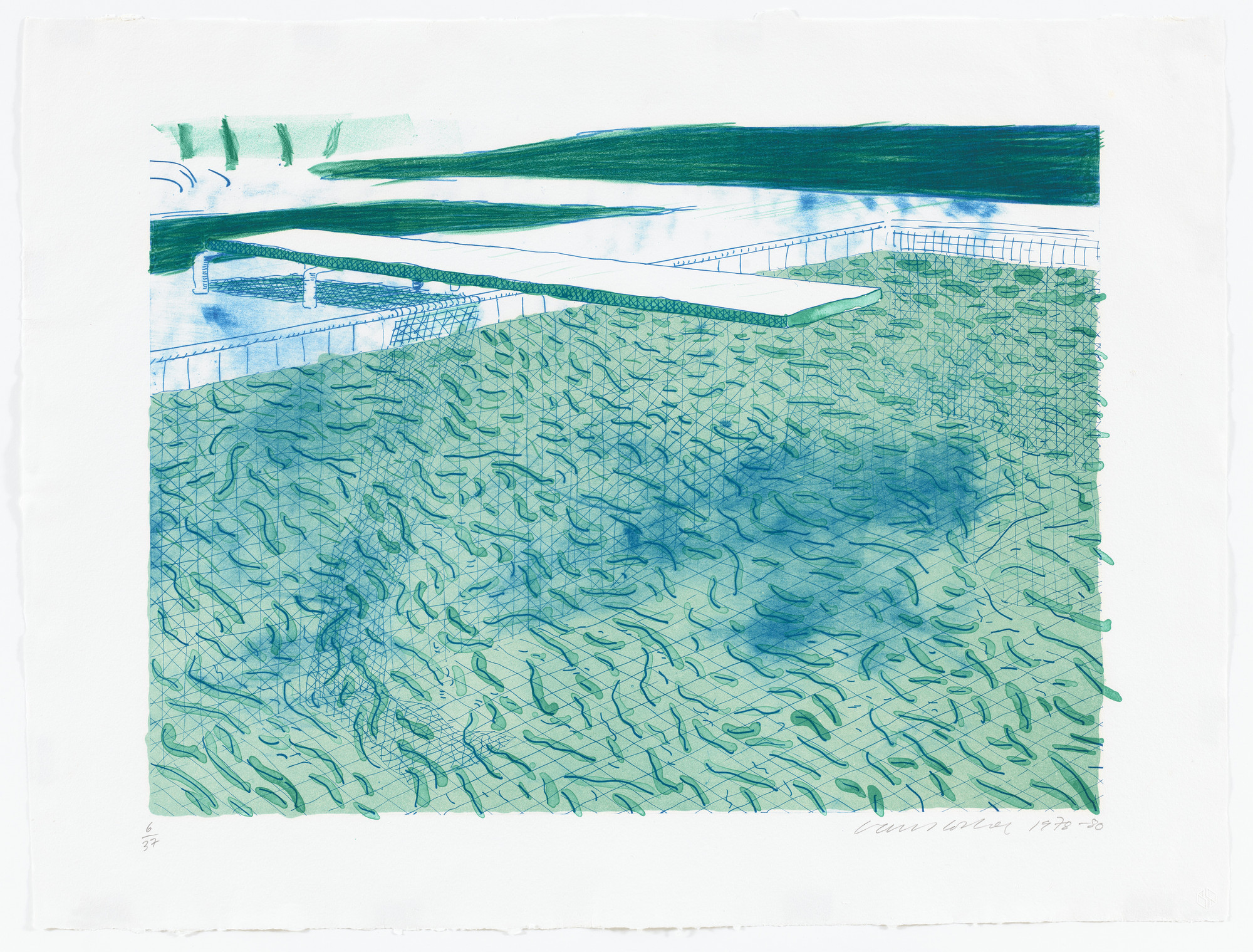 David Hockney. Lithograph of Water Made of Lines, a Green Wash, and a Light  Blue Wash. 1978–80 | MoMA