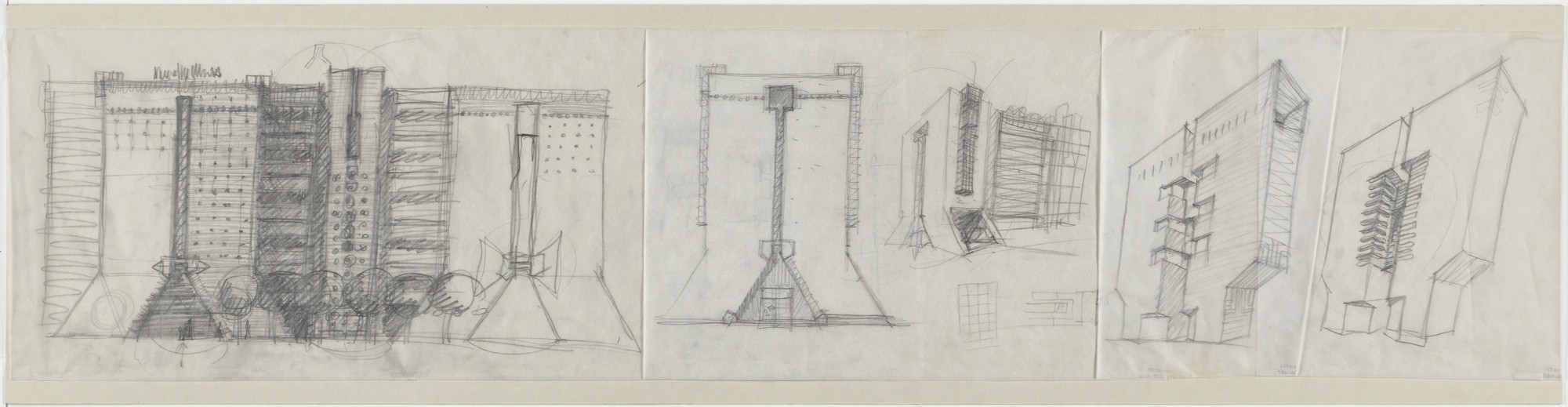 Mario Botta. Gotthard Bank, Lugano, Switzerland (Preliminary sketch). 1982-86