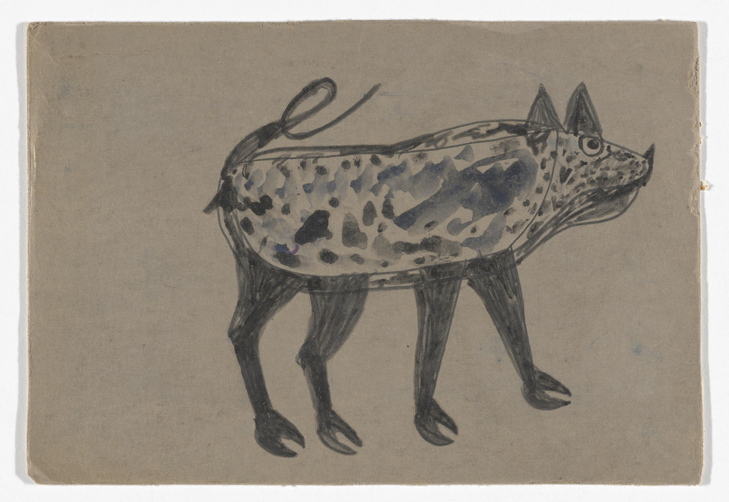 Spotted Sow, Bill Traylor, 1940, Gouache and pencil on board