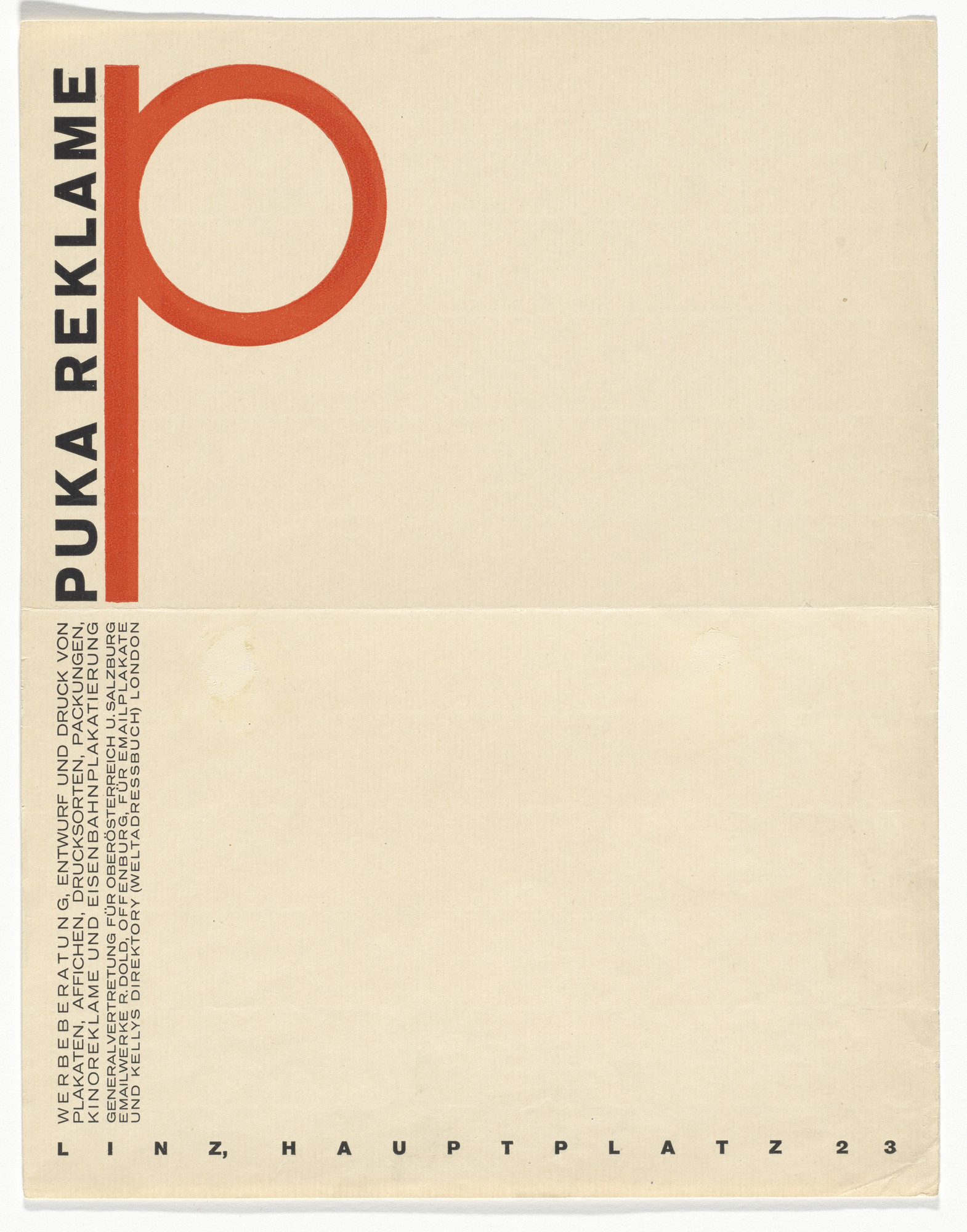 Herbert Bayer. Puka Reklame letterhead