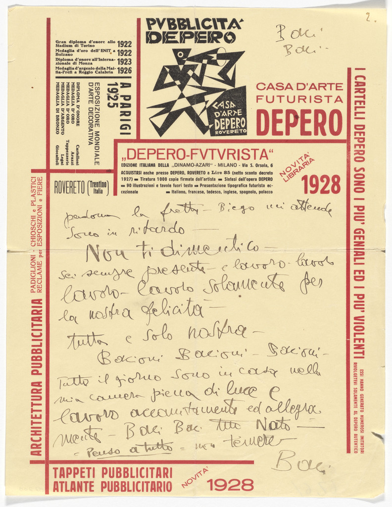 Fortunato Depero letterhead (Letter from Depero)