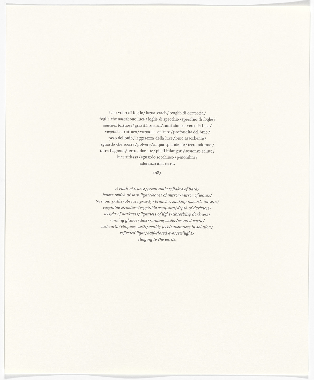 Giuseppe Penone. Untitled from Passi Sulle Cime Dei Gelsi. 2000