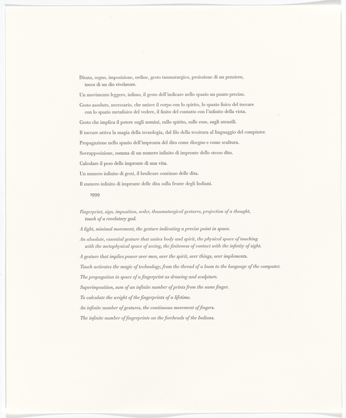 Giuseppe Penone. Untitled from Passi Sulle Cime Dei Gelsi. 2000