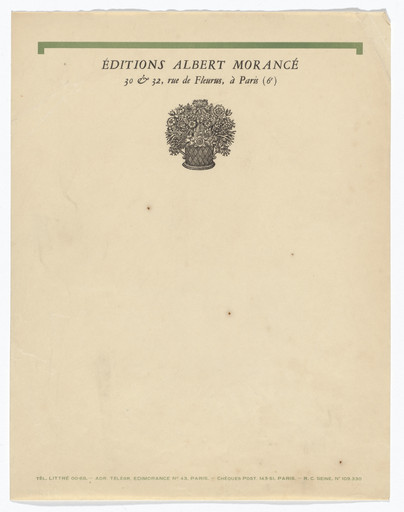 Éditions Albert Morancé letterhead