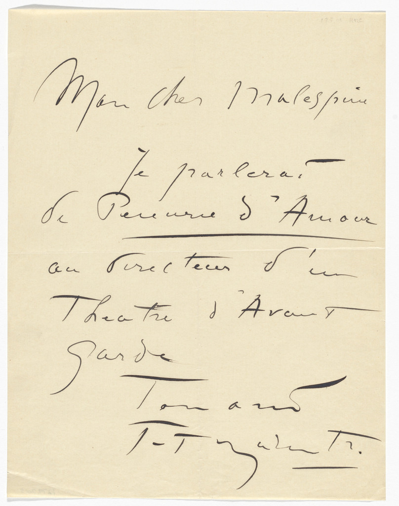 Letter to Émile Malespine from Marinetti