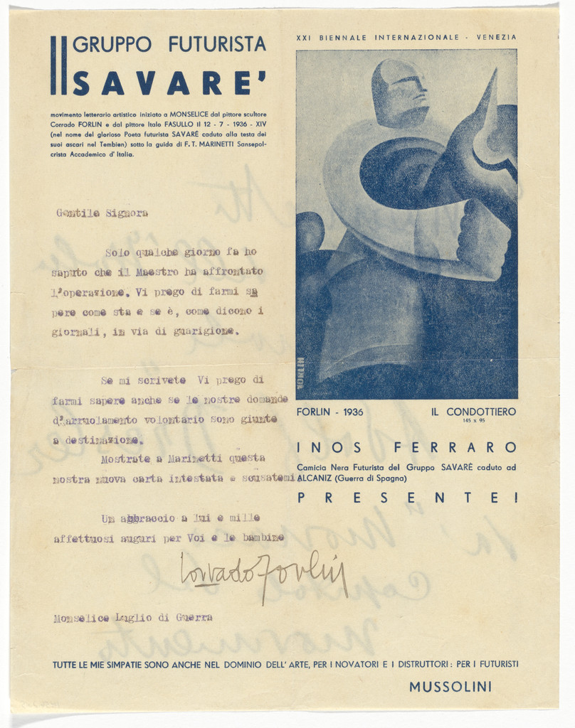 Gruppo Futurista Savare letterhead (Letter from Forlin) by Unidentified Designer