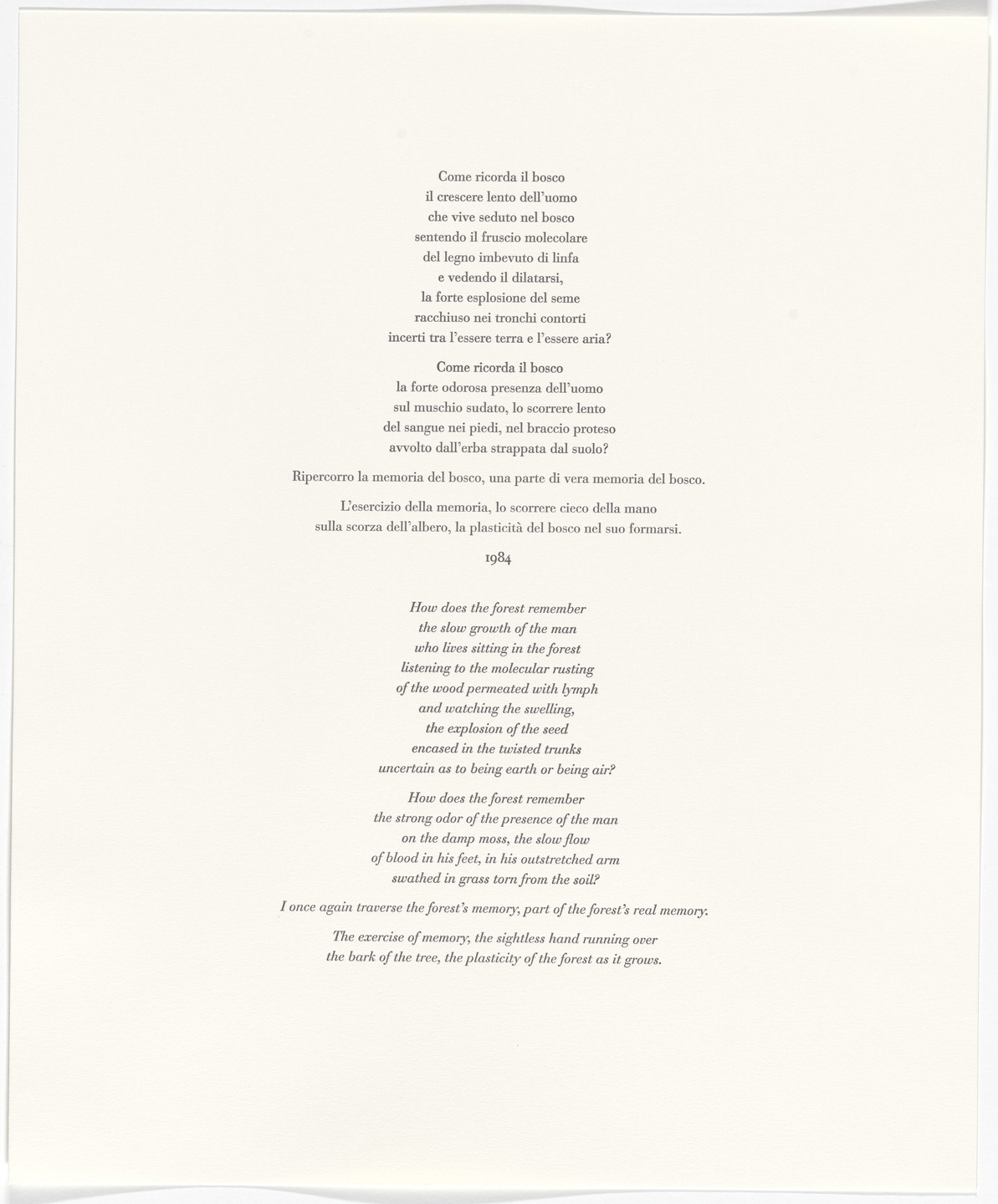 Giuseppe Penone. Untitled from Passi Sulle Cime Dei Gelsi. 2000