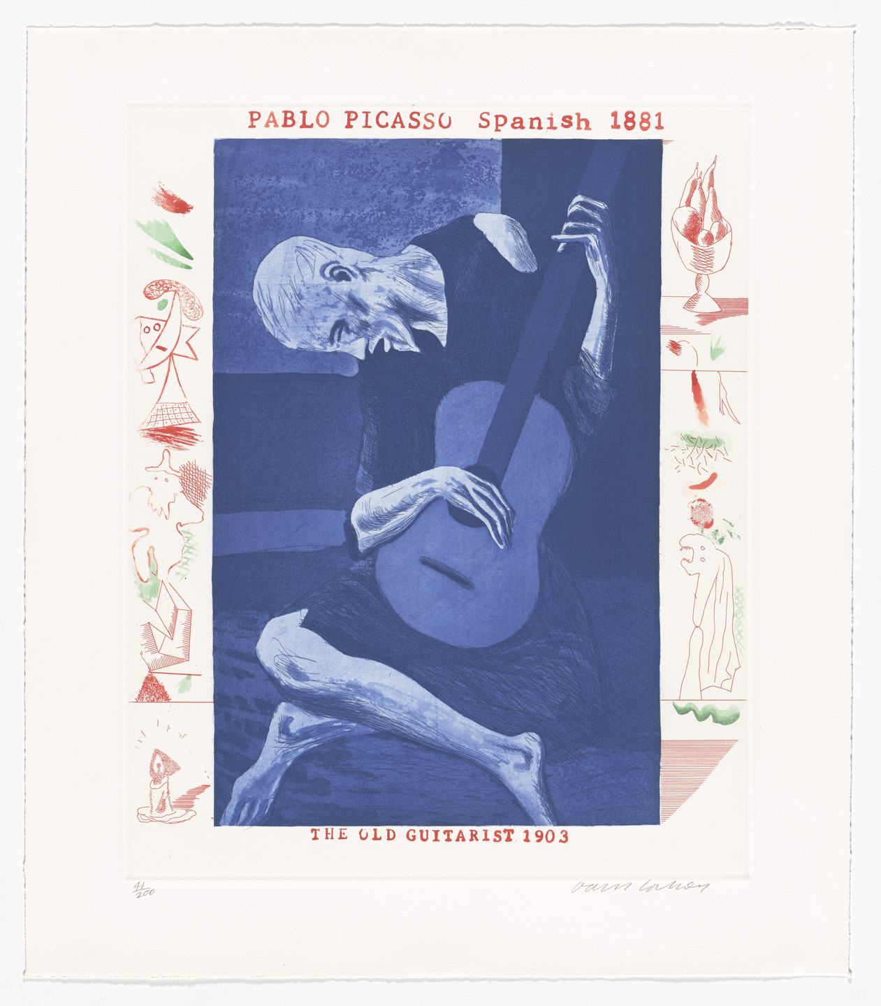 David Hockney. The Old Guitarist from The Blue Guitar. 1976–77, published 1977
