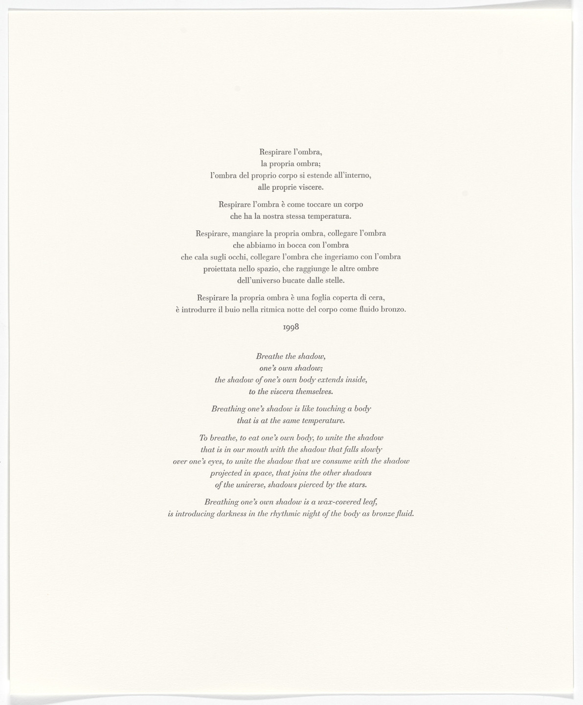 Giuseppe Penone. Untitled from Passi Sulle Cime Dei Gelsi. 2000