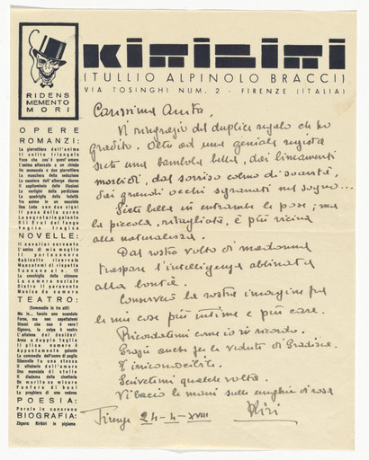 Kiribiri (Tullio Alpinolo Bracci) letterhead