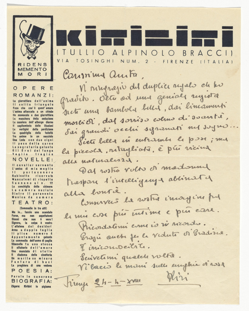 Kiribiri (Tullio Alpinolo Bracci) letterhead