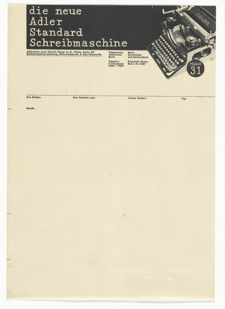 Adler Typewriters letterhead