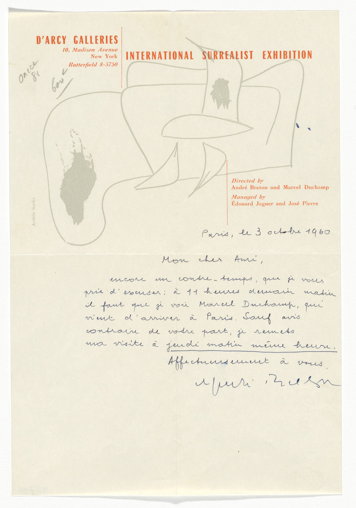 D'Arcy Galleries Letterhead (International Surrealist Exhibition, letter from André Breton)