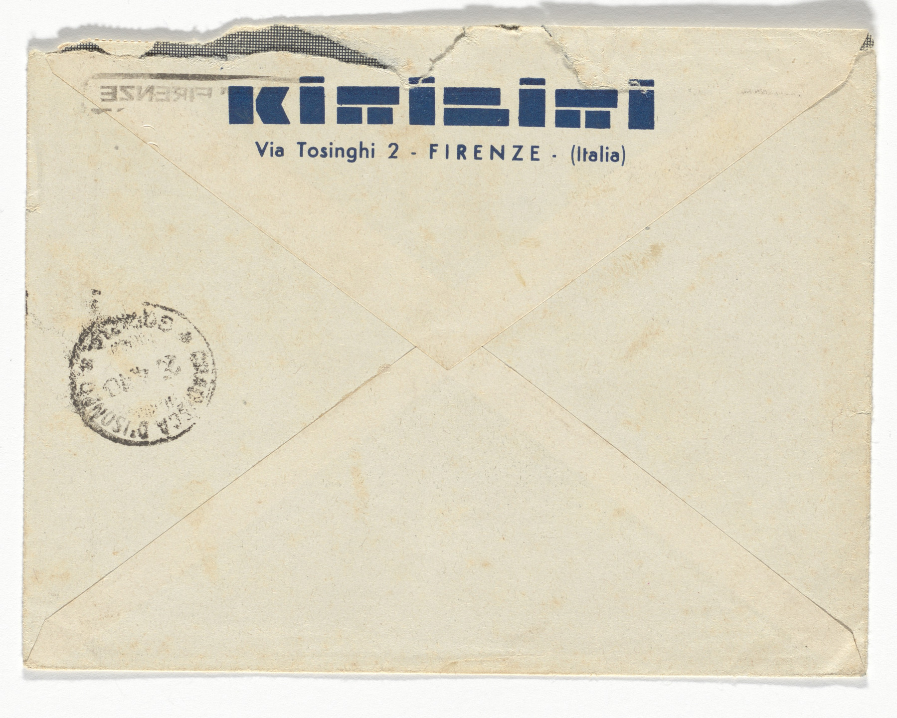 Unidentified Designer. Kiribiri (Tullio Alpinolo Bracci) stationery envelope. 1918
