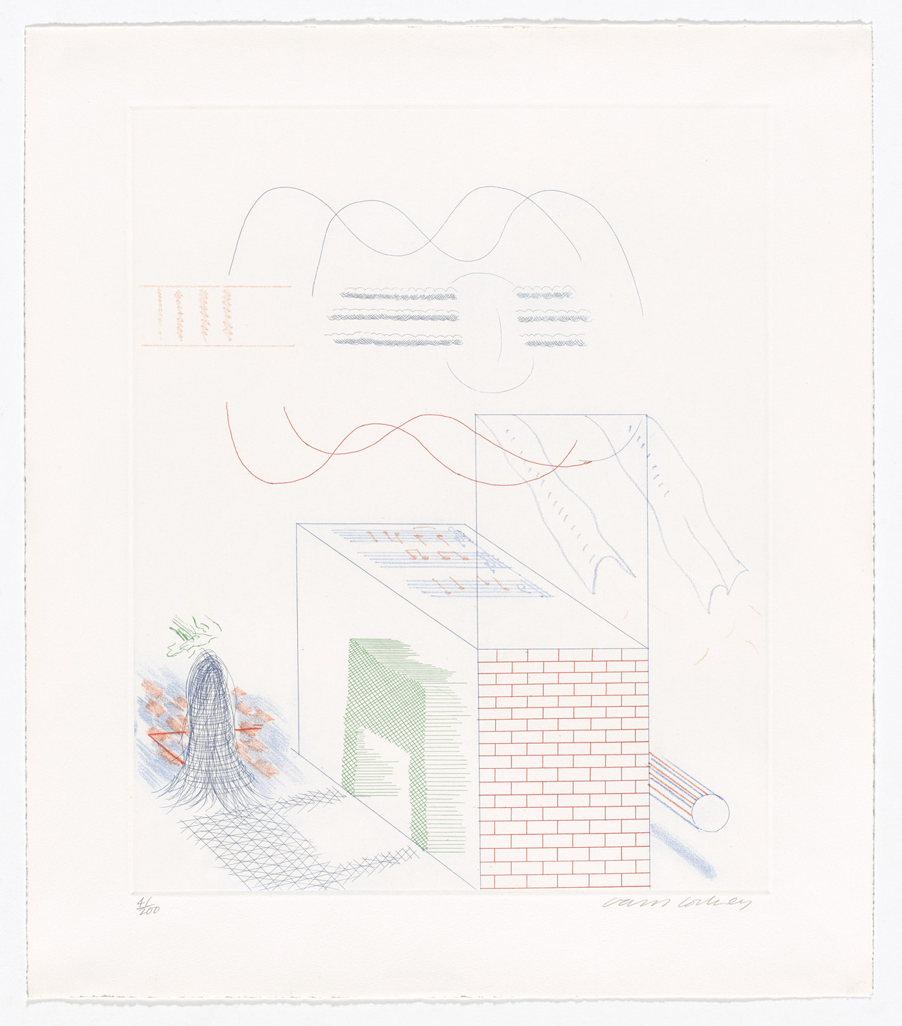 David Hockney. The Buzzing of the Blue Guitar from The Blue Guitar. 1976–77, published 1977