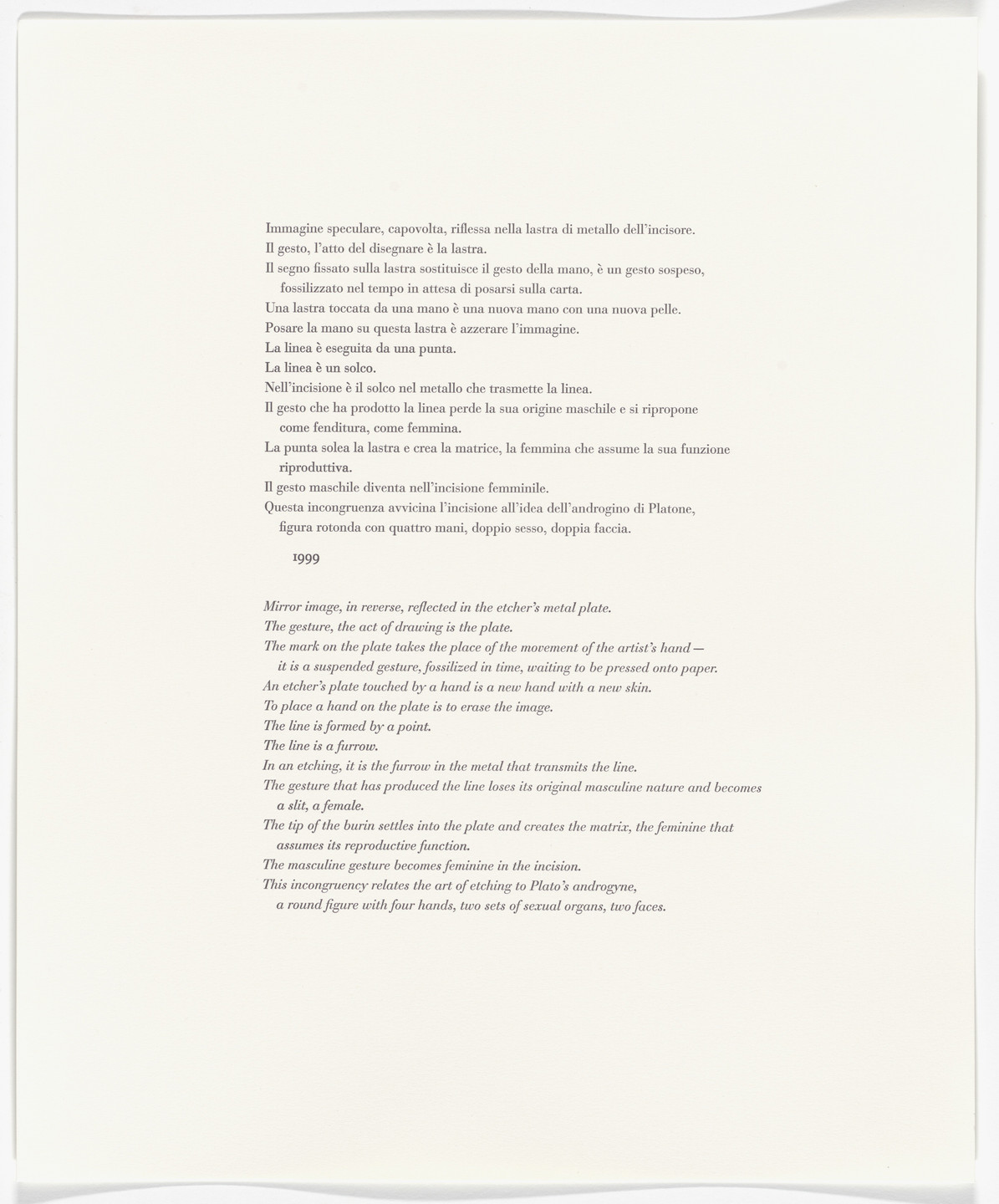 Giuseppe Penone. Untitled from Passi Sulle Cime Dei Gelsi. 2000