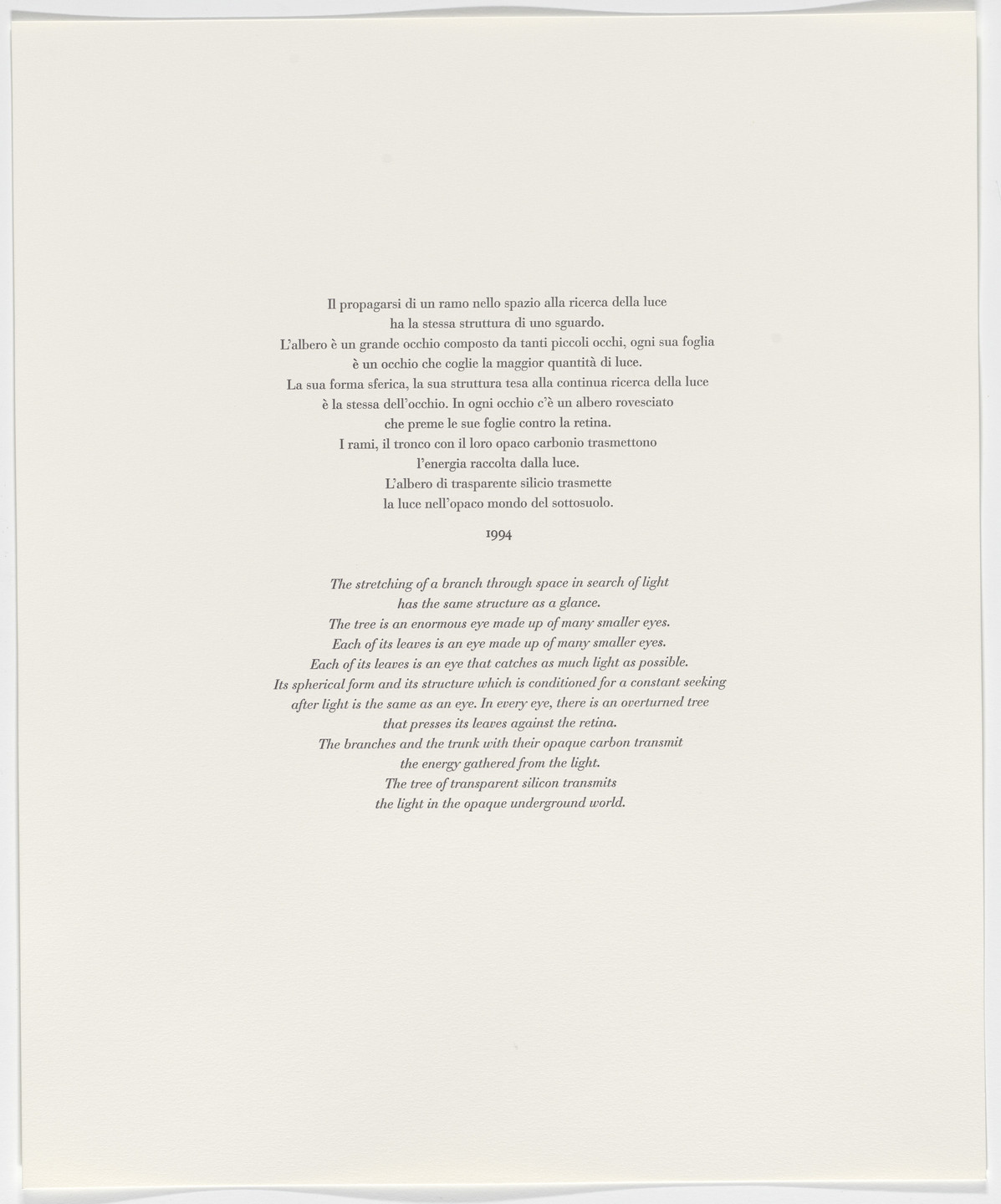 Giuseppe Penone. Untitled from Passi Sulle Cime Dei Gelsi. 2000