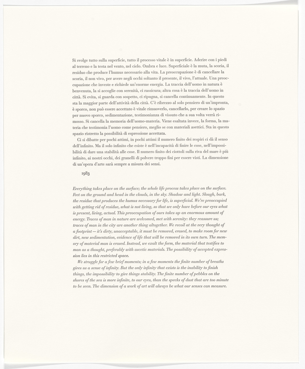 Giuseppe Penone. Untitled from Passi Sulle Cime Dei Gelsi. 2000