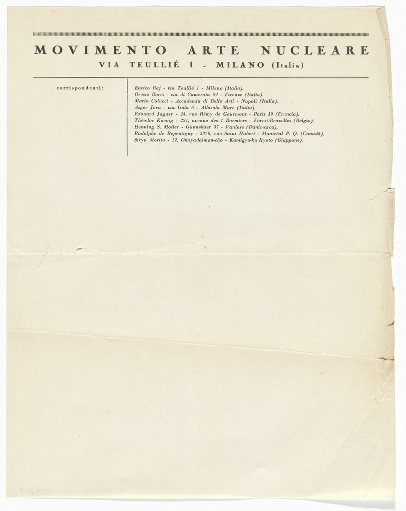 Movimento Arte Nucleare letterhead