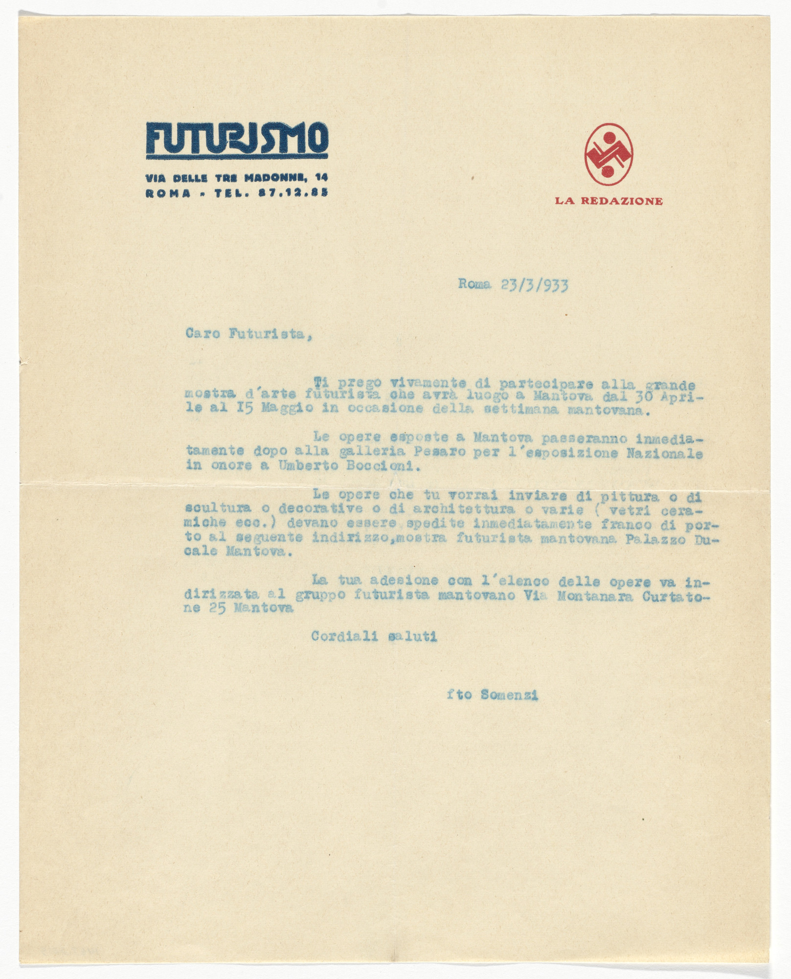 Unidentified Designer. Futurismo letterhead