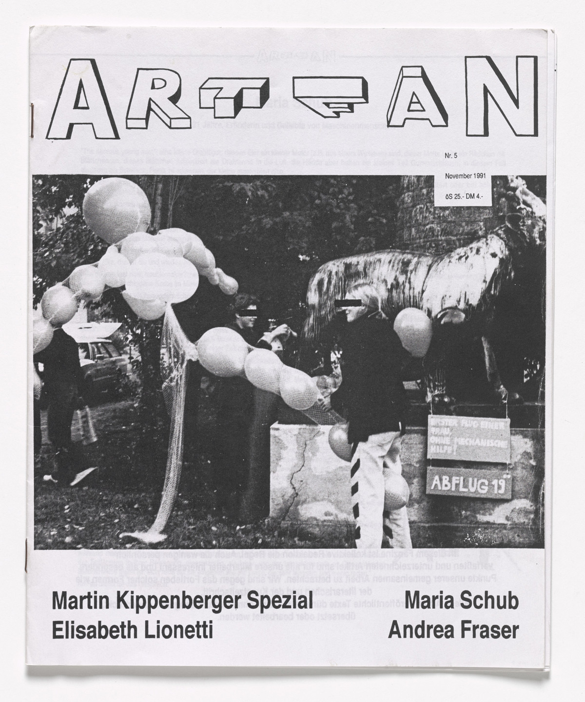 Martin Kippenberger. Artfan, no. 5. Martin Kippenberger Spezial.,. November 1991