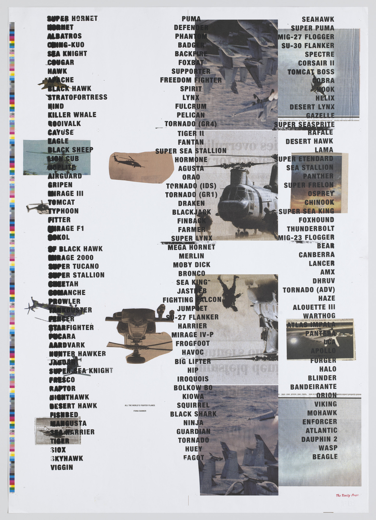 Fiona Banner. All the World's Fighter Planes Planes Nicknames Poster