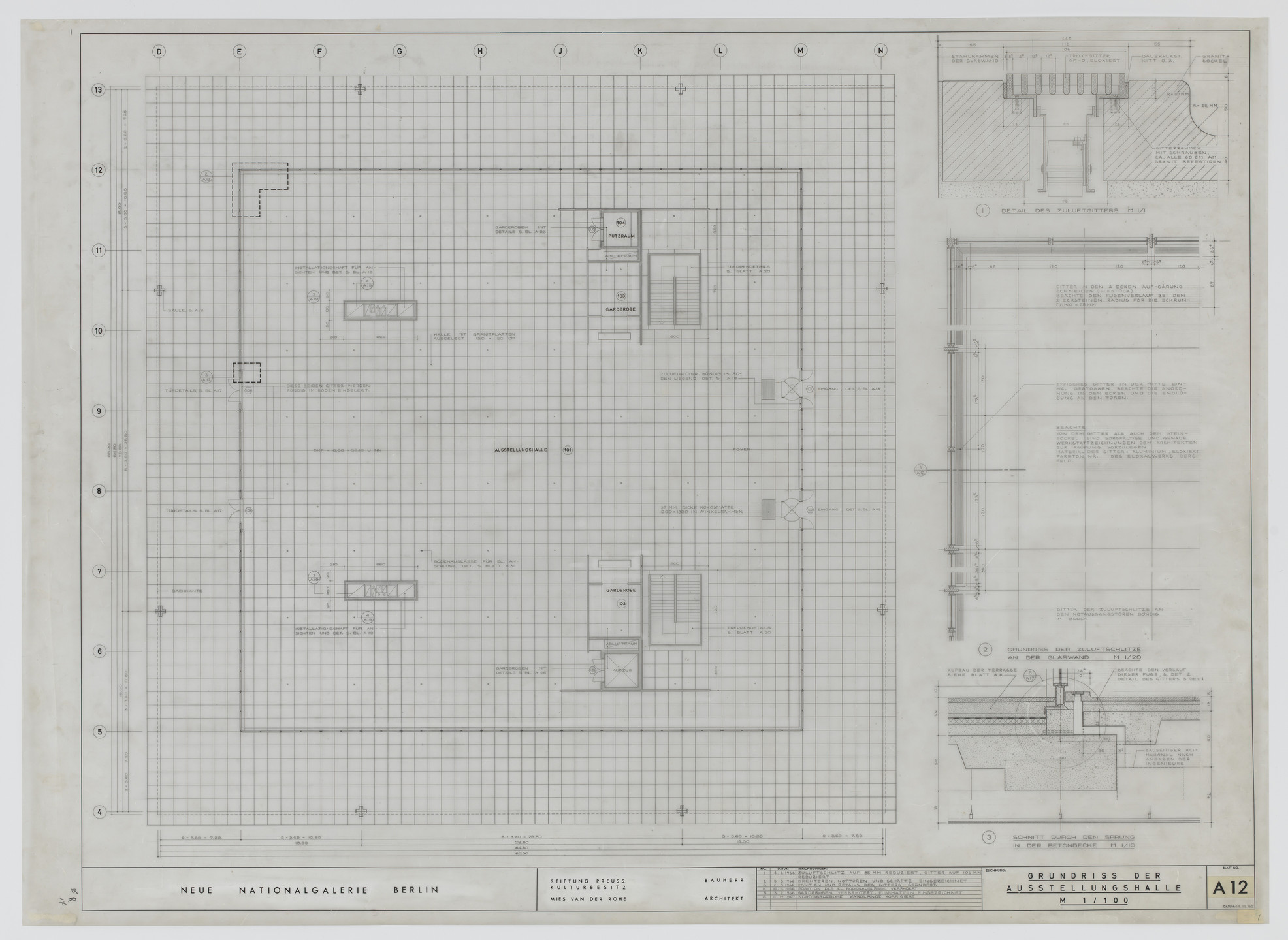 Ludwig Mies van der Rohe. New National Gallery, Berlin, Germany (Floor plan of exhibition hall). 1967