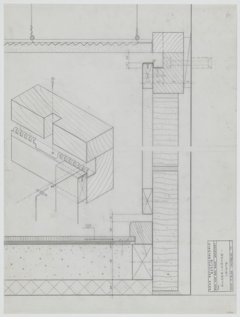 New National Gallery, Berlin, Germany (Section, sectional perspective. Picture-hanging rod)