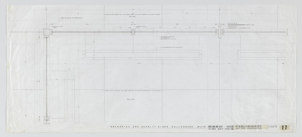 New National Gallery, Berlin, Germany (Plan and section of a hall corner)