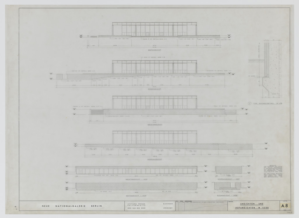 New National Gallery, Berlin, Germany (Elevations and court elevations)