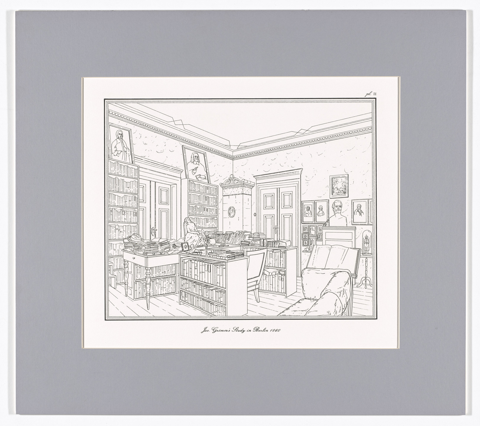 Rodney Graham. Jac. Grimm's Study in Berlin 1860, plate II from Interiors, The Berlin Studies of Jacob and Wilhelm Grimm. 1993