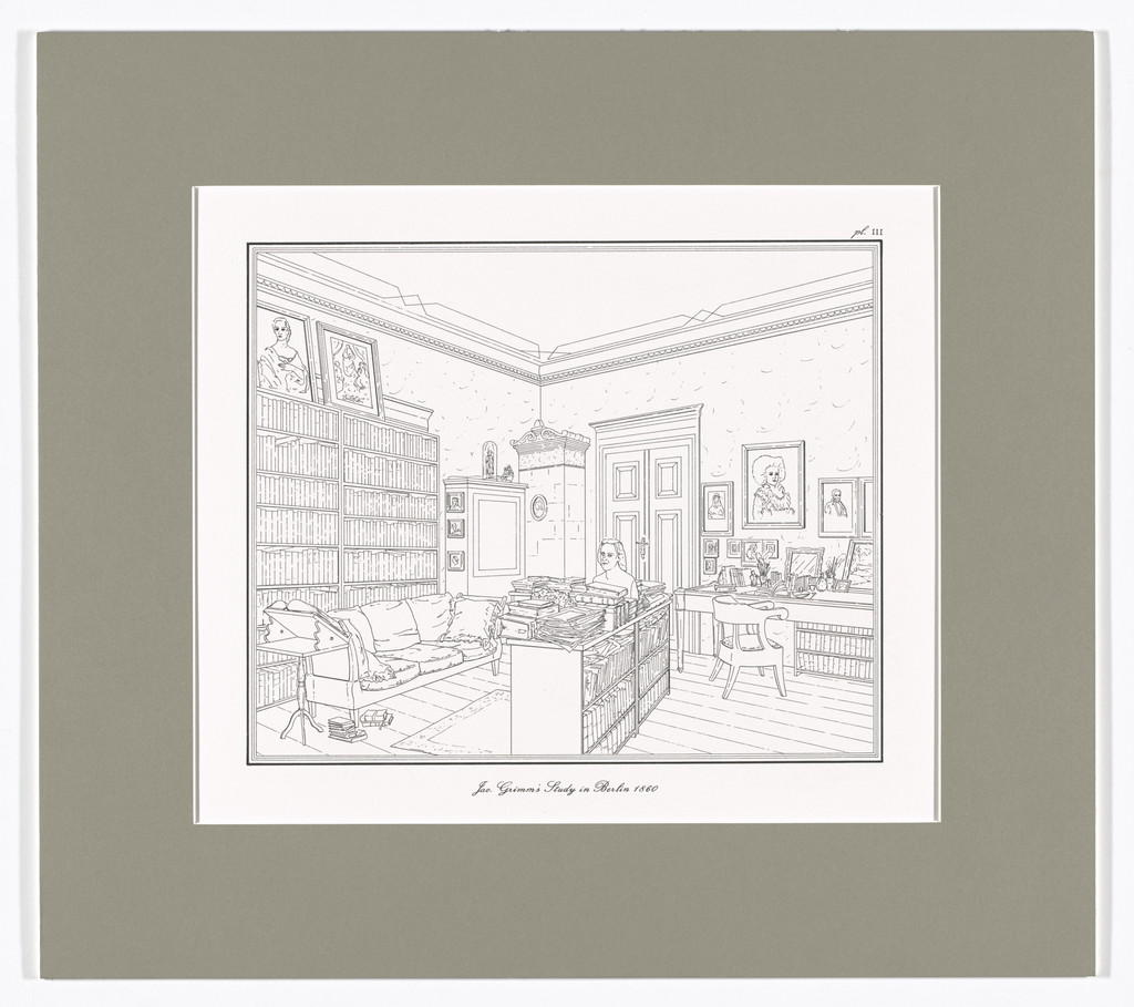 Jac. Grimm's Study in Berlin 1860, plate III from Interiors, The Berlin Studies of Jacob and Wilhelm Grimm