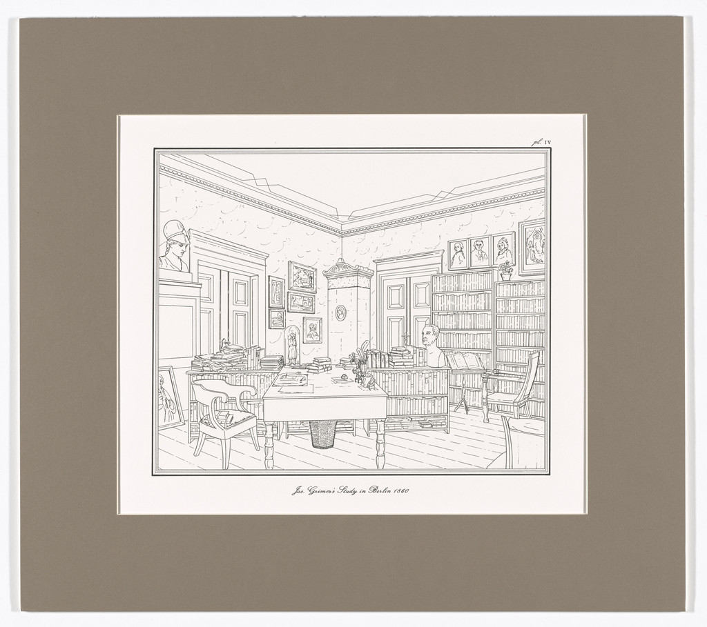 Jac. Grimm's Study in Berlin 1860, plate IV from Interiors, The Berlin Studies of Jacob and Wilhelm Grimm